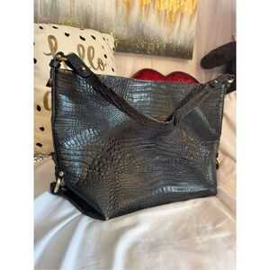 Vintage dark green/black brahmin Asher tote bag/purse pocketbook melbourne/asher